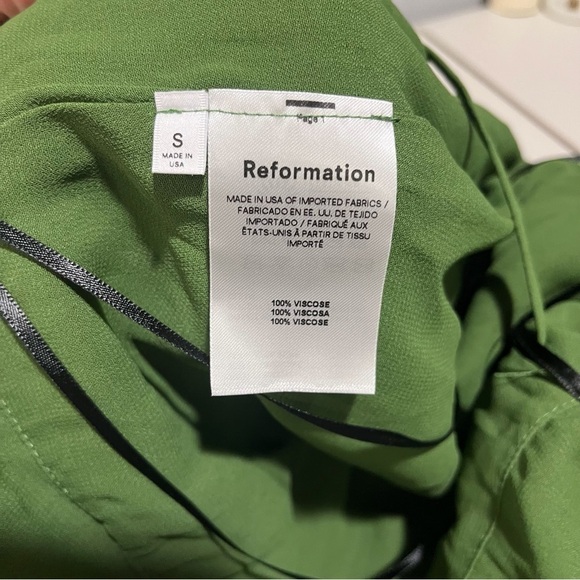 Reformation Karen Wrap Dress Moss Size Small Leg Slit Milkmaid Dress - Picture 10 of 11